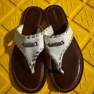 Nautica Women's Cream and Brown Sandals